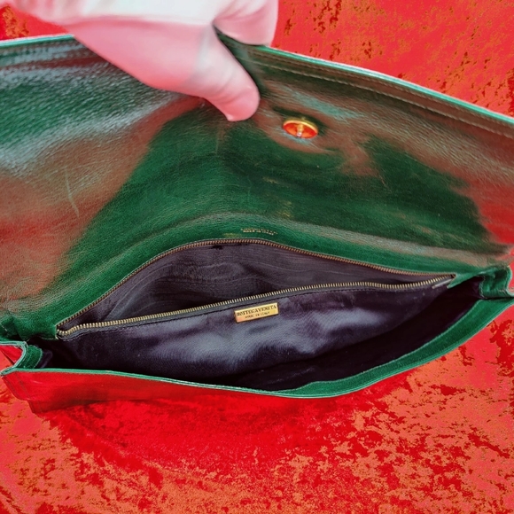 Vintage Clutch Bottega Veneta Authentic Green Leather - Picture 11 of 11